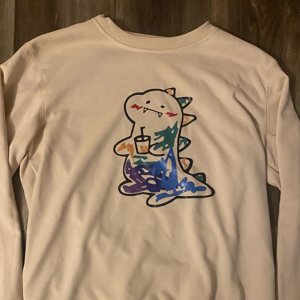 Cream L Cute Dino Sweatshirt